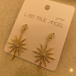 Sparkly Gold Star Drop Earrings