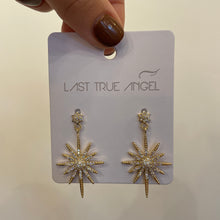 Load image into Gallery viewer, Sparkly Gold Star Drop Earrings