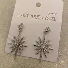 Load image into Gallery viewer, Sparkly Silver Star Drop Earrings