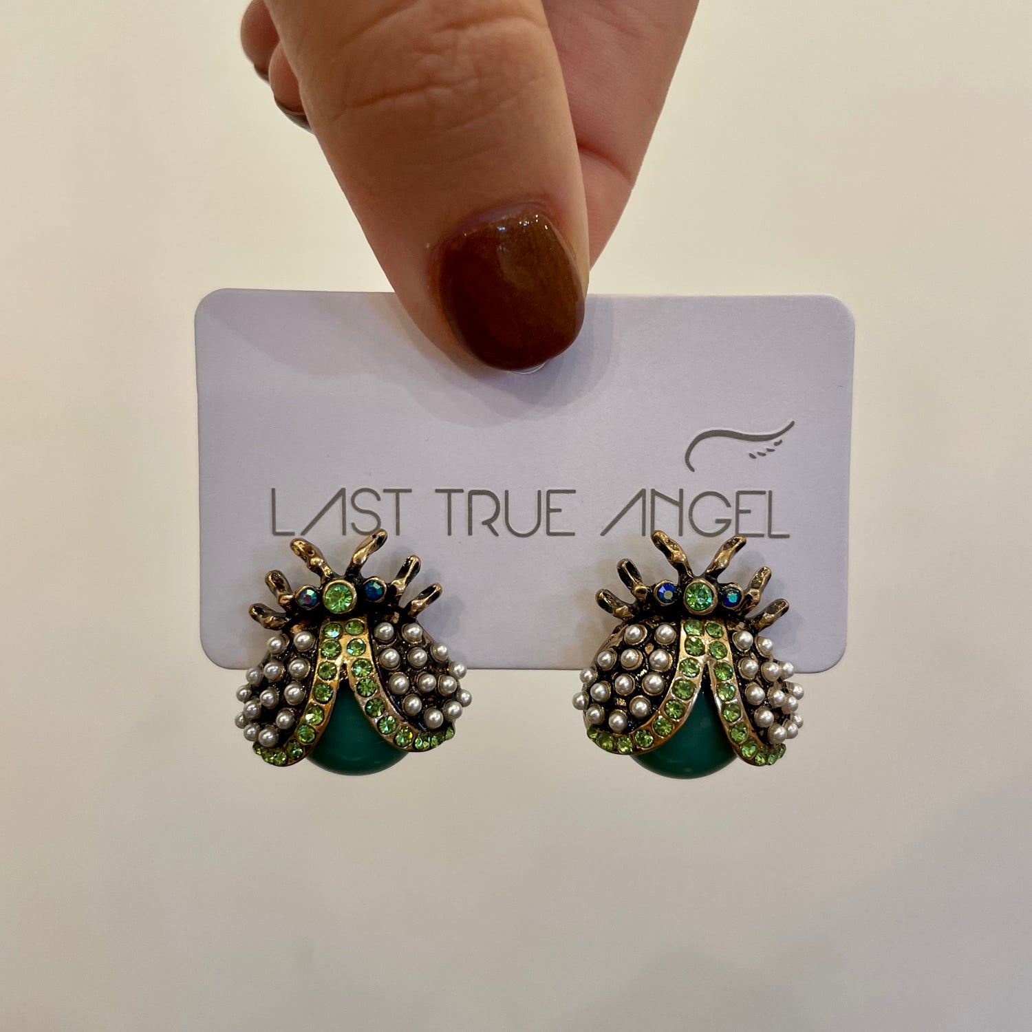 Mint Green Chunky Ladybird Earrings
