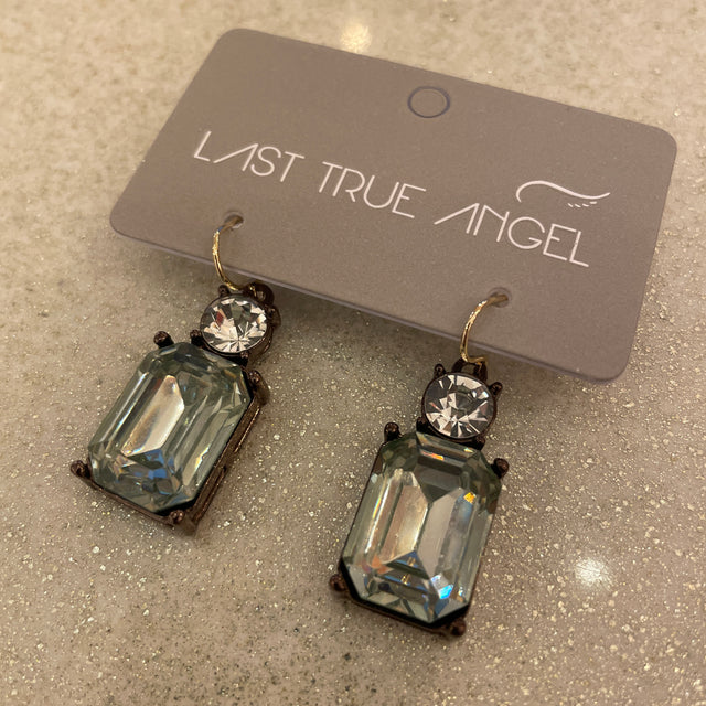Green Clear Crystal Drop Earring