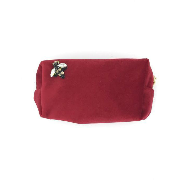 Velvet Make Up Bag - Small Berry