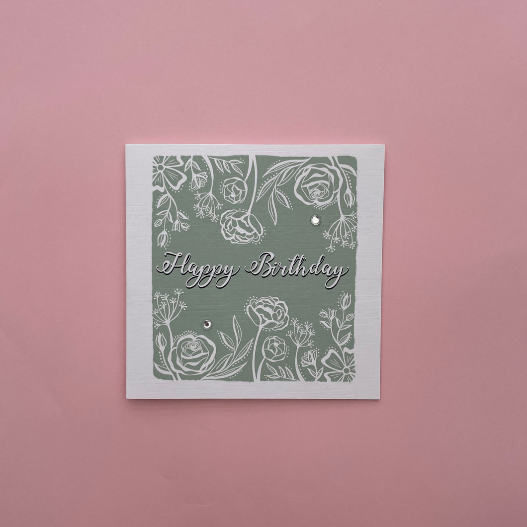 Sage Flowers Birthday card