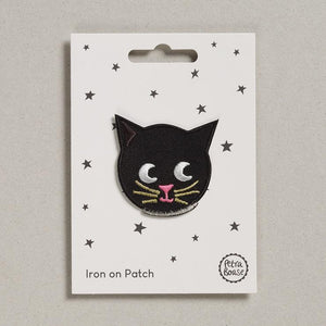 Embroidered Iron On Patch Black Cat