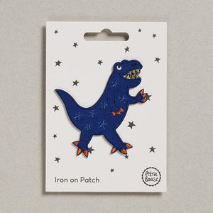 Blue Dinosaur Embroidered Iron On Patch