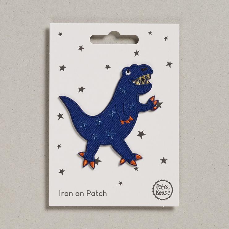 Blue Dinosaur Embroidered Iron On Patch