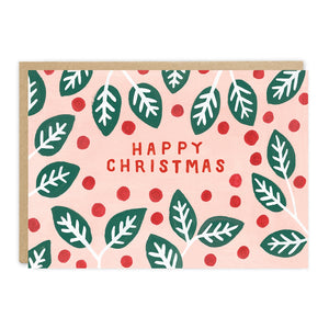 Happy Christmas Pink Berries Card