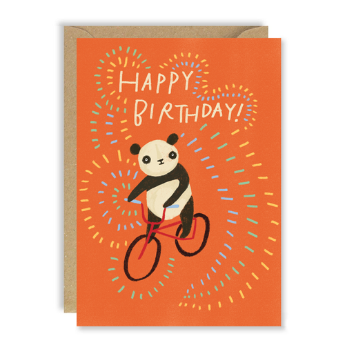 Happy Birthday Panda On Bike Card