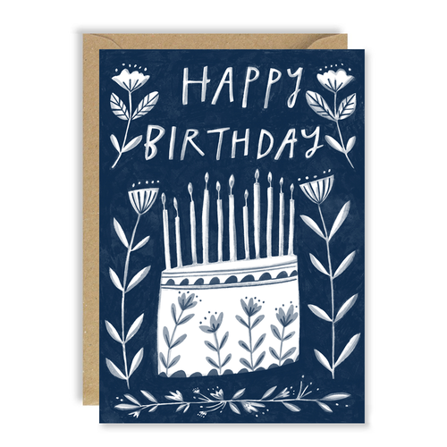 Happy Birthday Floral Cake Card