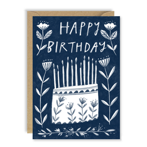 Birthday Navy Floral Cake Card