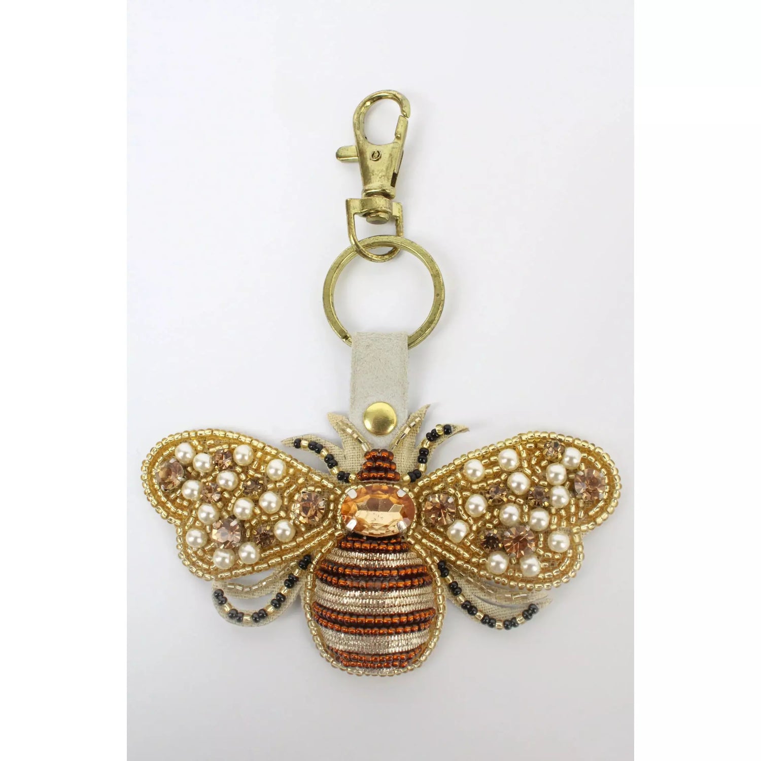 Pearl Beaded Bee Keyring