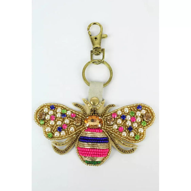 Rainbow Pearl Bee Keyring