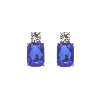Mini Royal Blue and Silver Drop Earrings
