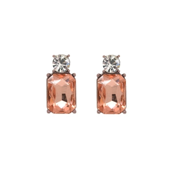 Mini Silver Clear Pink Drop Earrings