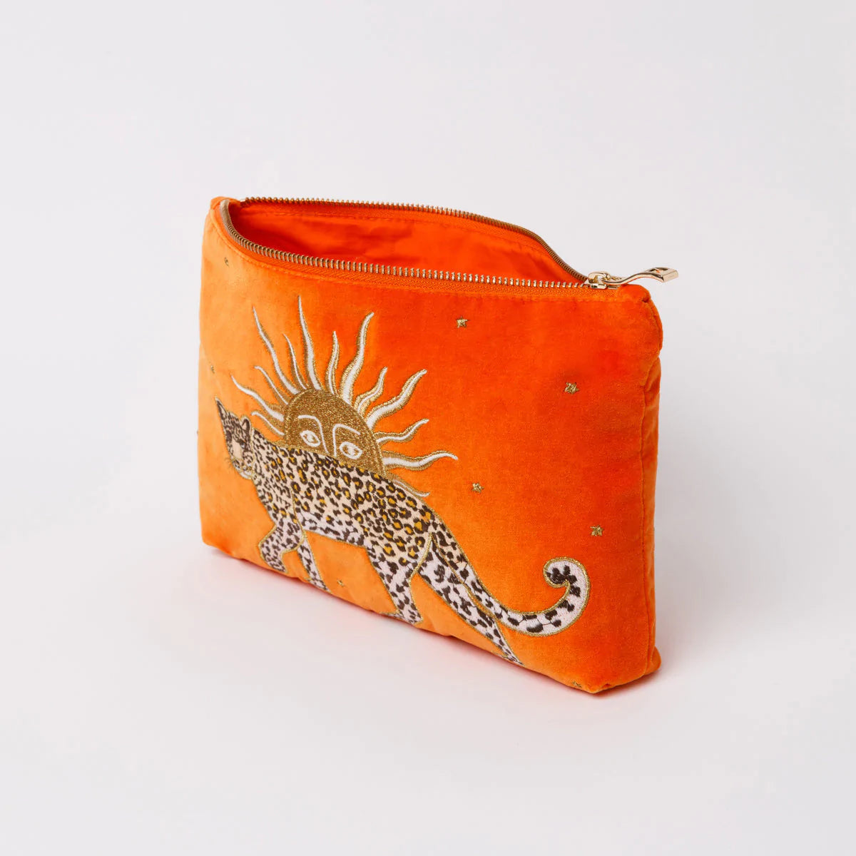 Leopard Orange Velvet Everyday Pouch