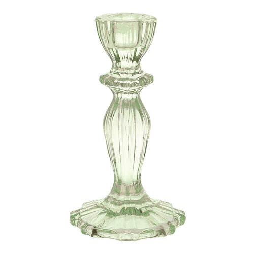 Light Green Glass Candlestick Holder