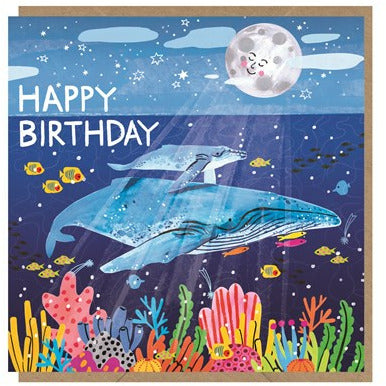 Happy Birthday Moonlight Whales Card