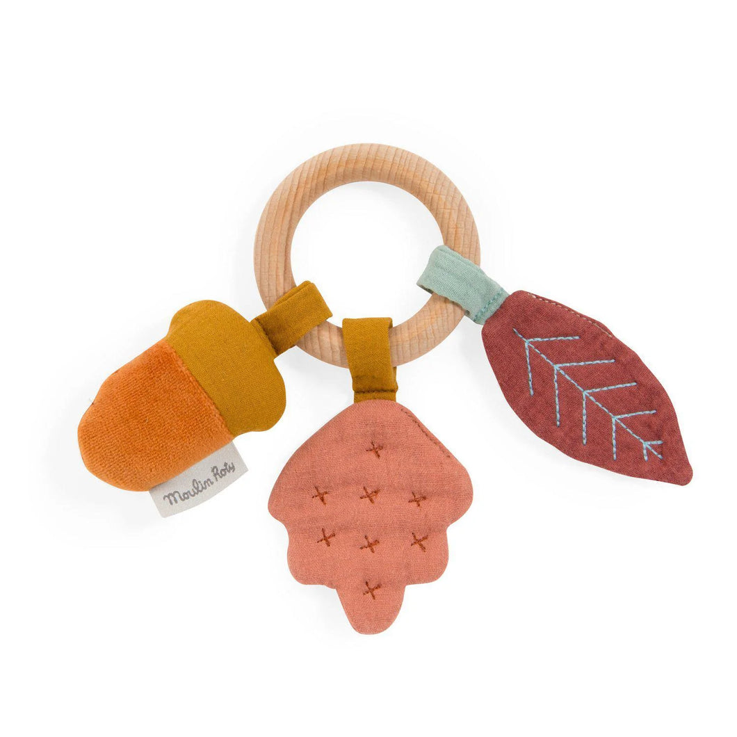 Baby Rattle Crinkly Ring: Wooden Oak