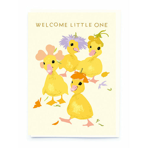 Welcome Little One Baby Ducklings Card