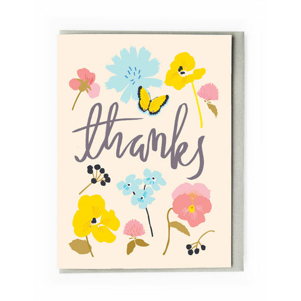 Thanks Flowers And Butterflies Card