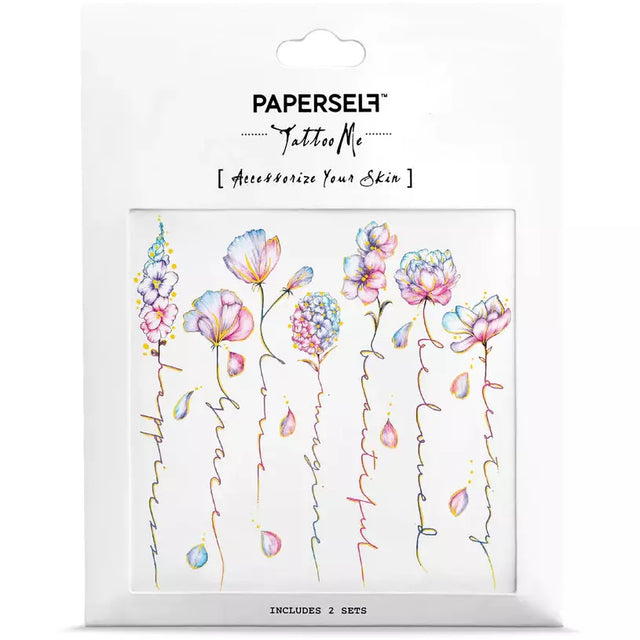 Temporary Tattoos Flower Script