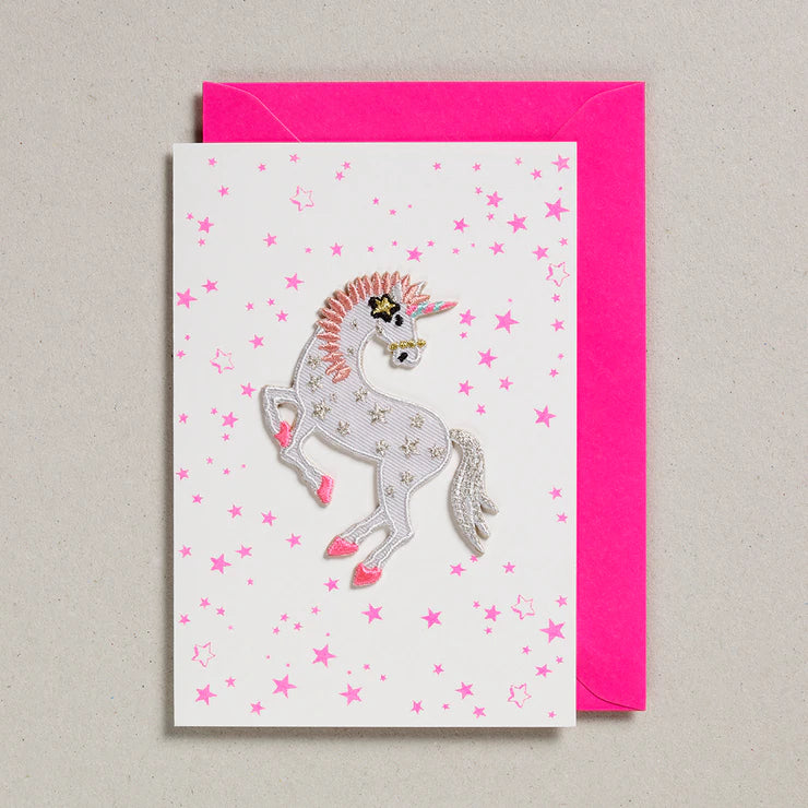 Iron On Unicorn And Stars Card