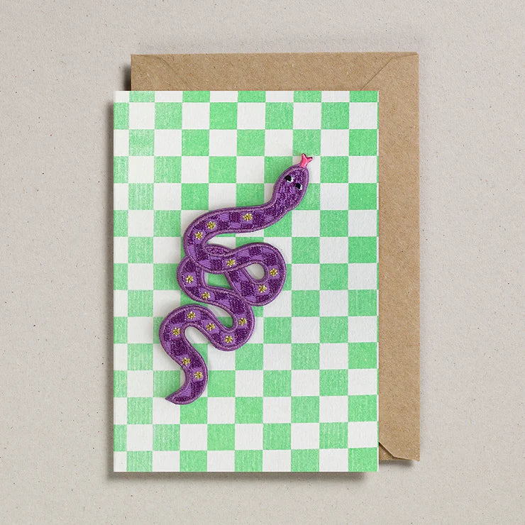 Iron on Purple Snake Card
