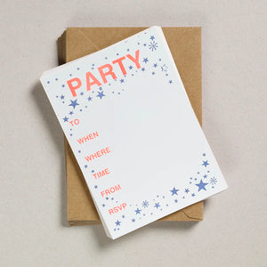 Pack Of 12 Party Invites - Blue And Orange