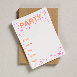 Pack Of 12 Party Invites - Pink And Orange