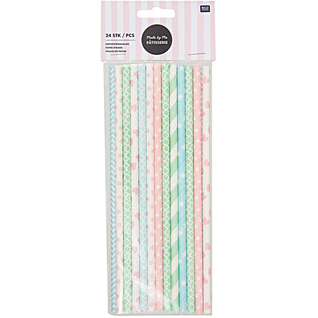 Paper Straws - Light Blue, Pink, Green Mix