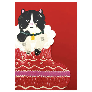 Kitten in a Christmas Stocking Card