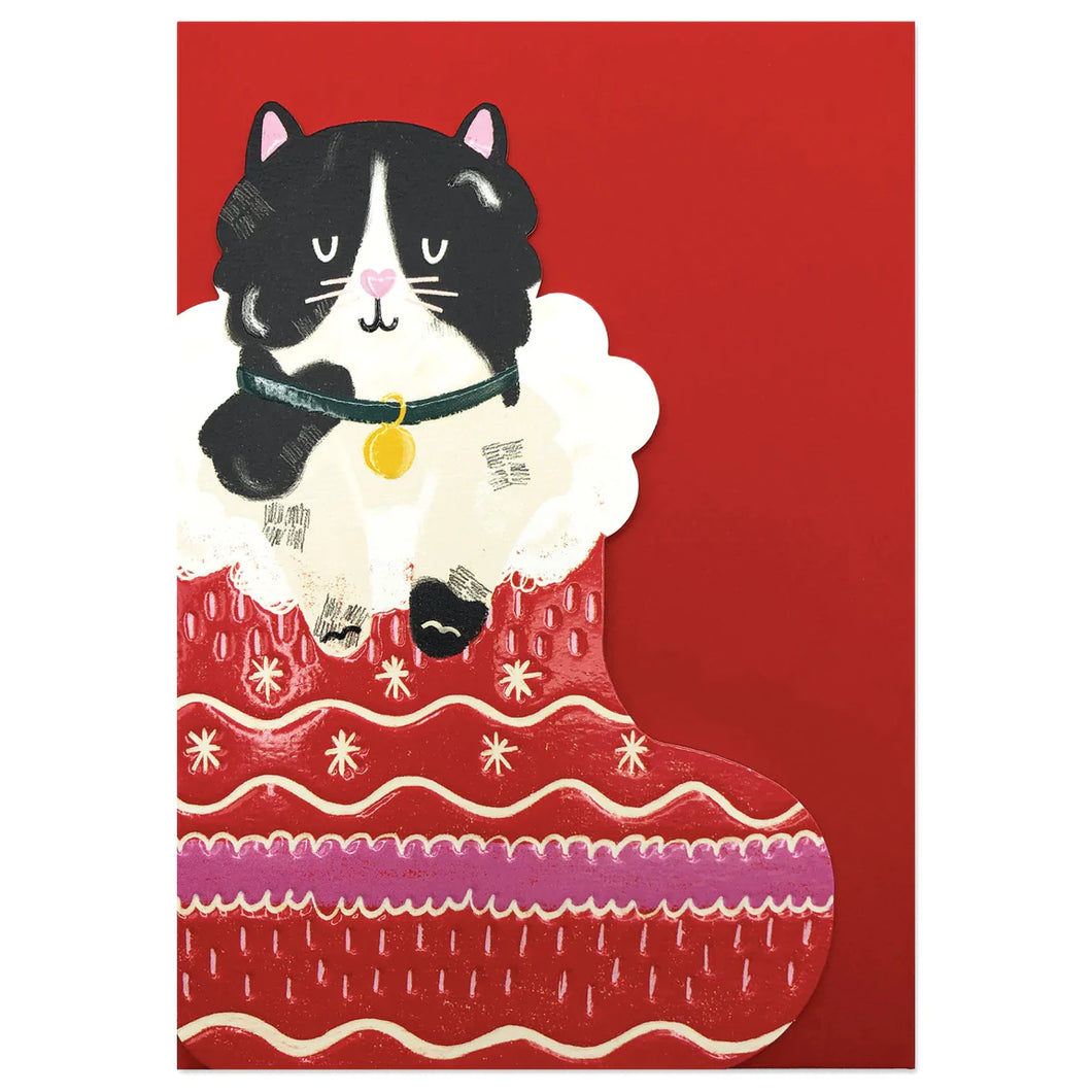 Kitten in a Christmas Stocking Card