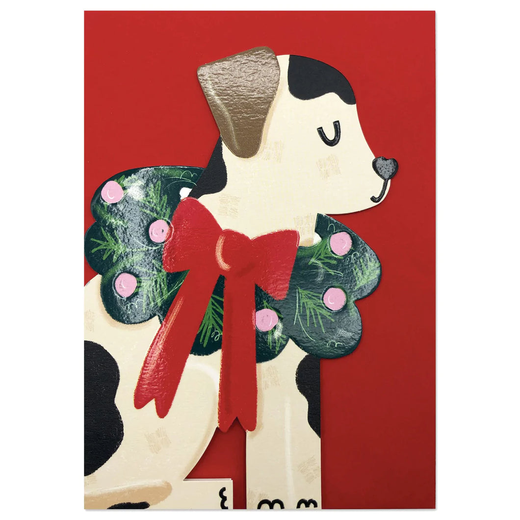 Dog with Wreath Collar Card