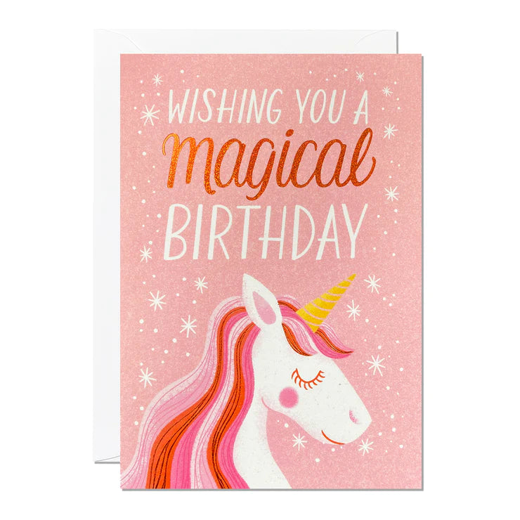 Magical Birthday Pink Unicorn Card