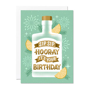 Sip Sip Hooray Bottle Birthday Card