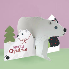 Load image into Gallery viewer, 3D Polar Bears Christmas Card