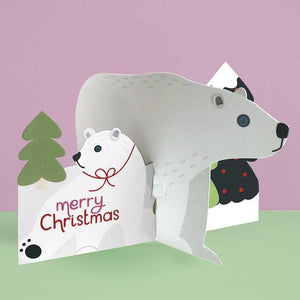 3D Polar Bears Christmas Card