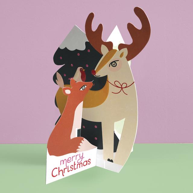 3D Woodland Animals Christmas Card