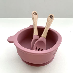 Rose Pink Cub Silicone Dinner Set