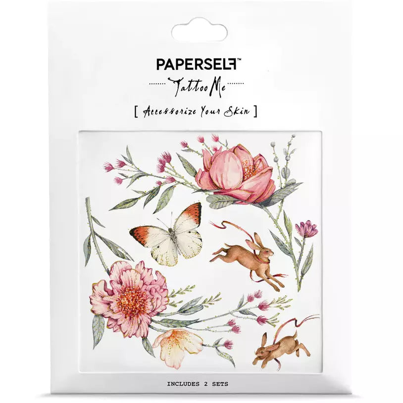 Temporary Tattoos Roses And Rabbits