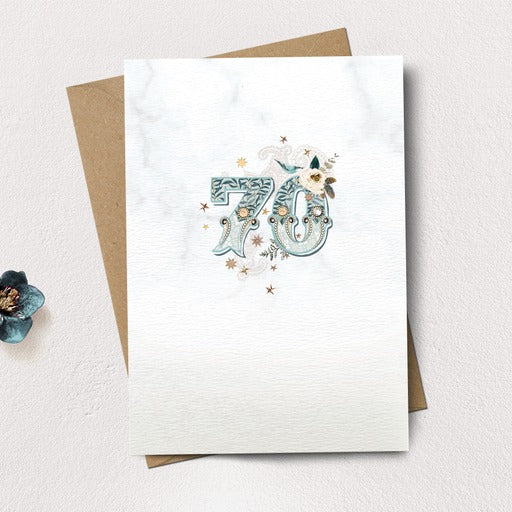 70 Age Floral Bird Birthday Card