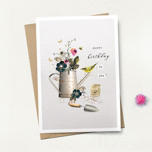 Happy Birthday Floral Watering Can Card
