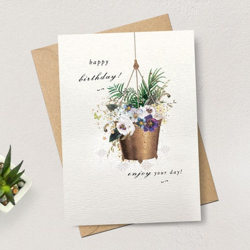Happy Birthday Floral Bucket Card