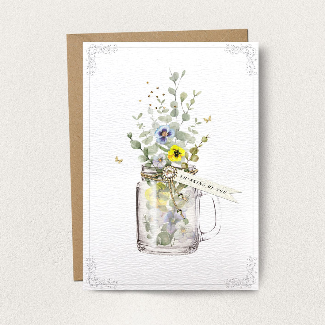 Thinking Of You Floral Jar Card