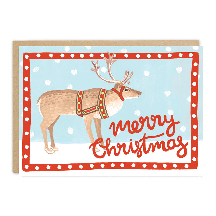 Folk Reindeer Christmas Greeting Card
