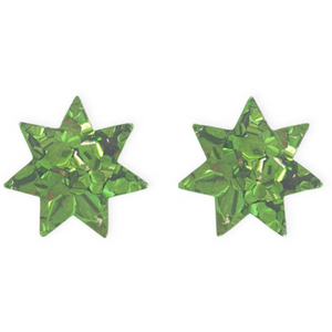 Star Earrings Green Glitter