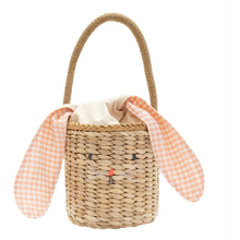 Load image into Gallery viewer, Gingham Bunny Straw Bag