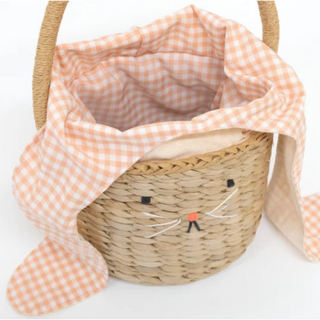 Gingham Bunny Straw Bag