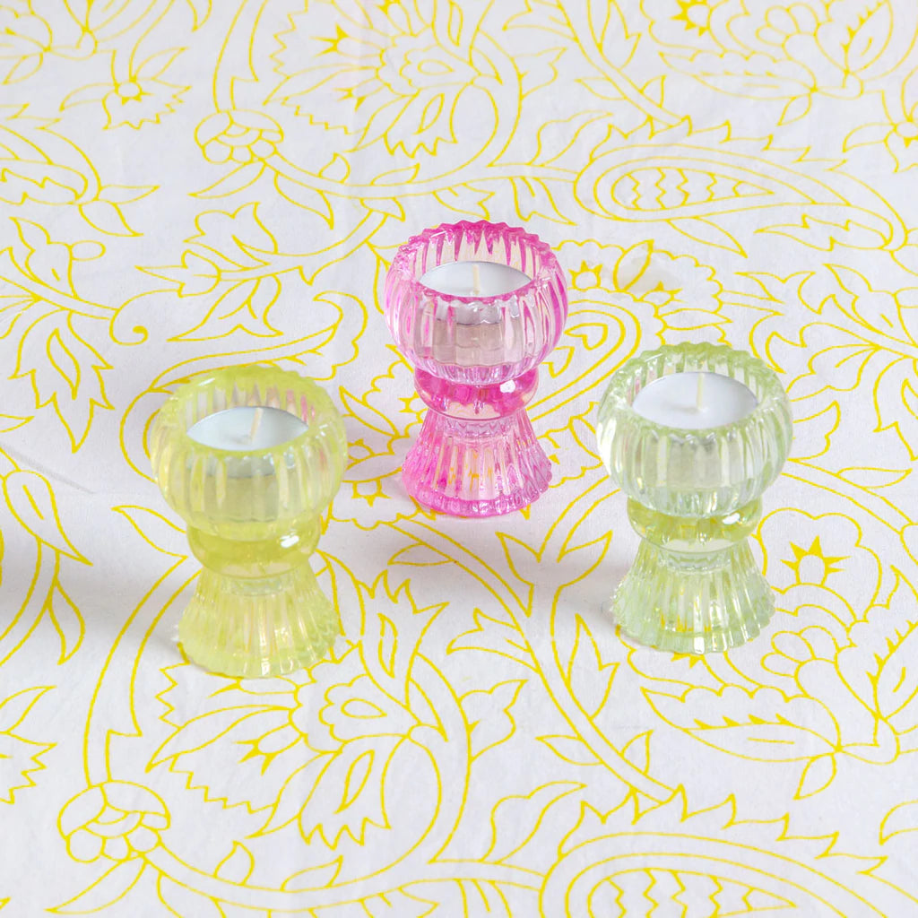 Small Light Green Glass Candle Holder
