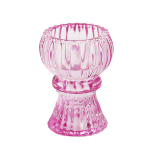 Small Pink Glass Candle Holder